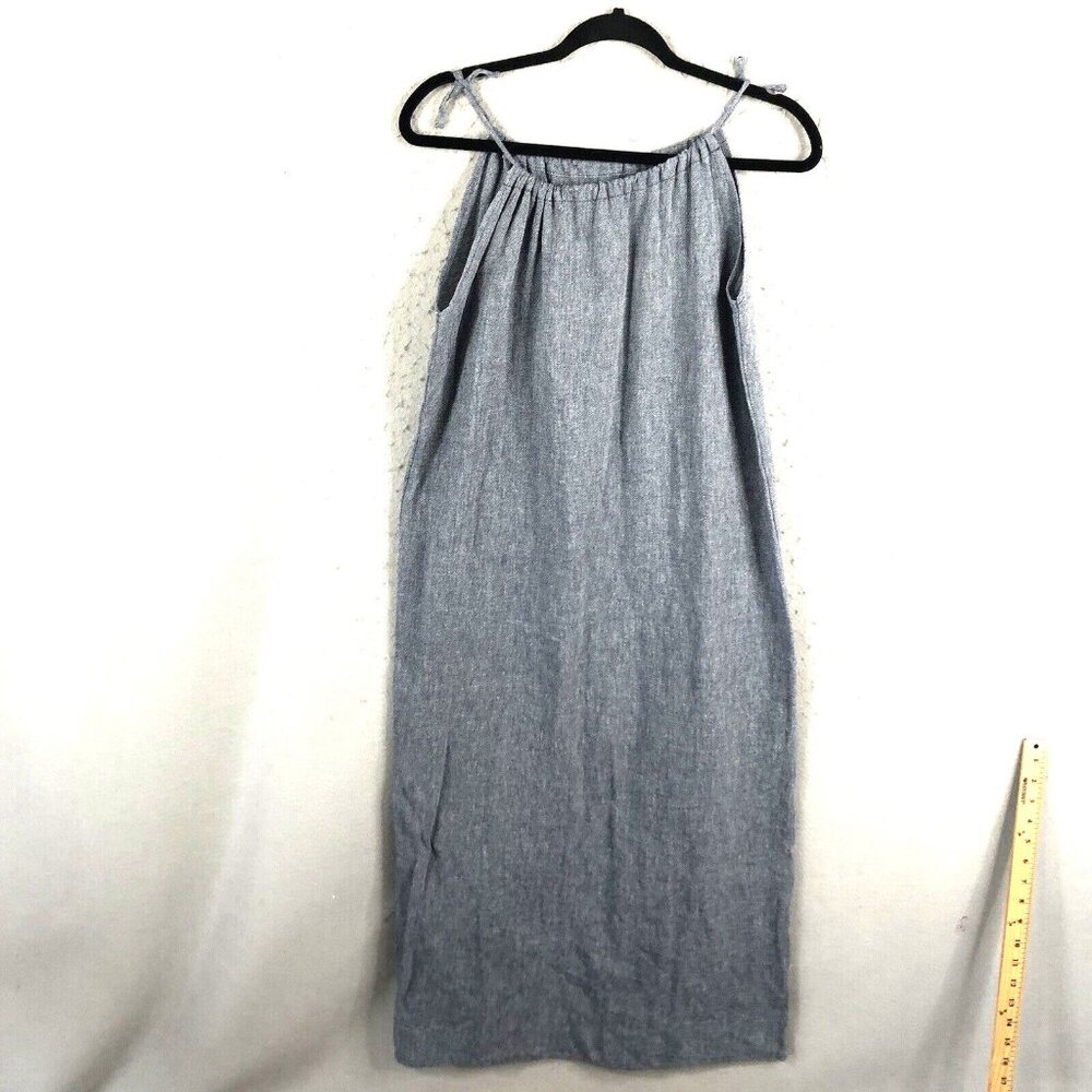 Loom Dress Womens One Size Blue  100% Linen Lagenlook Beachy Minimalist Boho